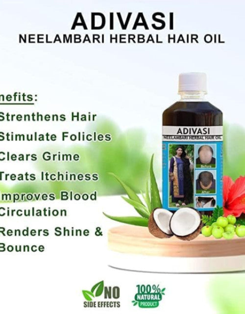 100% original Adivasi Neelgiri Herbal Hair Oil 100ml (Pack of 2)