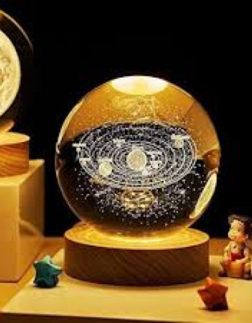 3D Galaxy Crystal Ball Night Lamp,Solar System