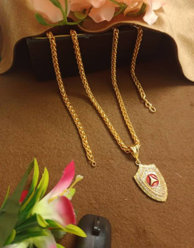 Fancy Pendant Chain Gold Plated Rich Look Long Latest Designer pendant chain Gold-plated