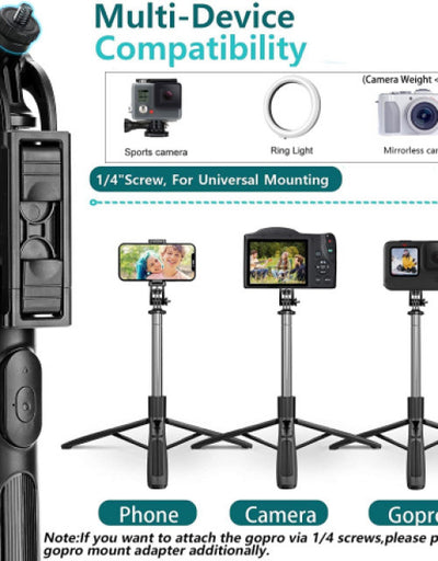 Foldable Tripod Selfie Stick with Bluetooth Remote Control