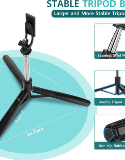 Foldable Tripod Selfie Stick with Bluetooth Remote Control