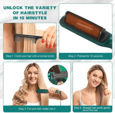 Hair Straightener Comb for Women & Men, Hair Styler, Straightener Machine Brush/PTC Heating Electric Straightener