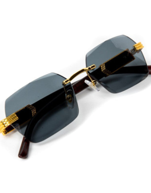 Latest Attractive Rimless Retro Squire Sunglasses Gold Black