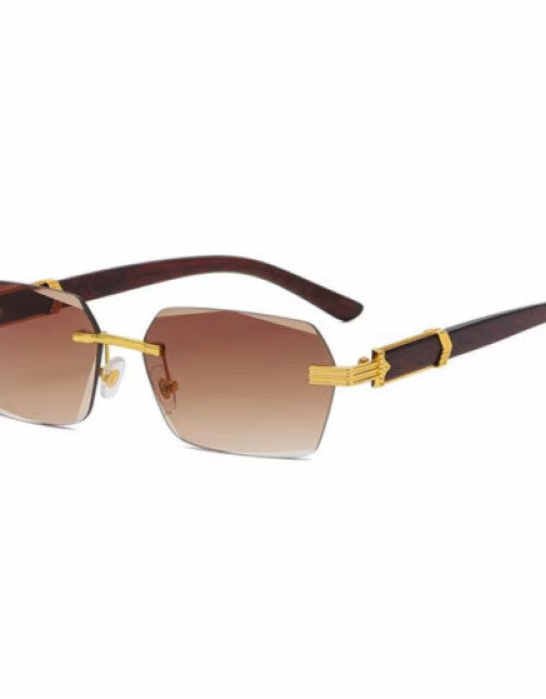 Latest Attractive Rimless Retro Squire Sunglasses Gold Brown