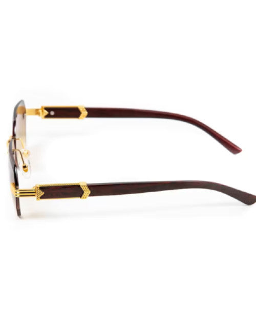 Latest Attractive Rimless Retro Squire Sunglasses Gold Brown