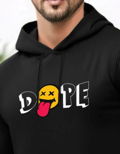 Mens Dope Model Full Sleeve Hooded T-shirt / Black