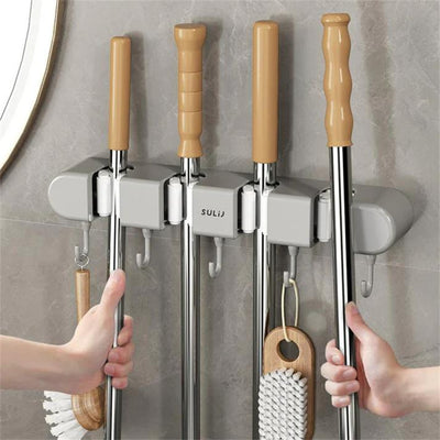 Broom Mop Holder Wall Mount ,Metal Stainless Steel Wall Mounted Storage