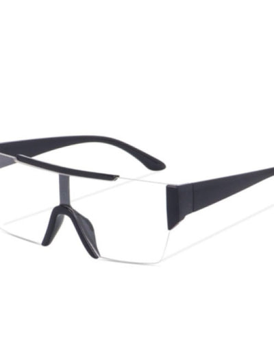 Rectangular Fashion Black Clear Square Sunglasses For Unisex.