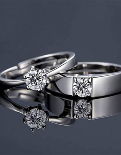 Stainless Steel Zircon Sterling Silver Plated Ring Set