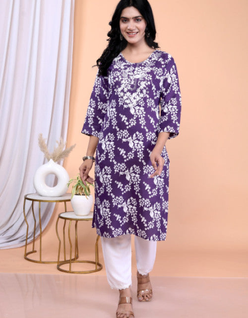 Women Cotton Rayon Kurta Pant Dupatta Set