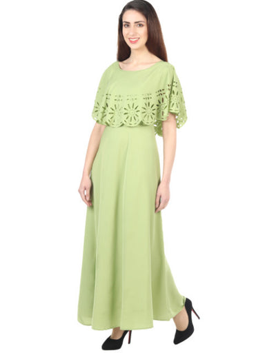 Women Solid Light Green Maxi Dress