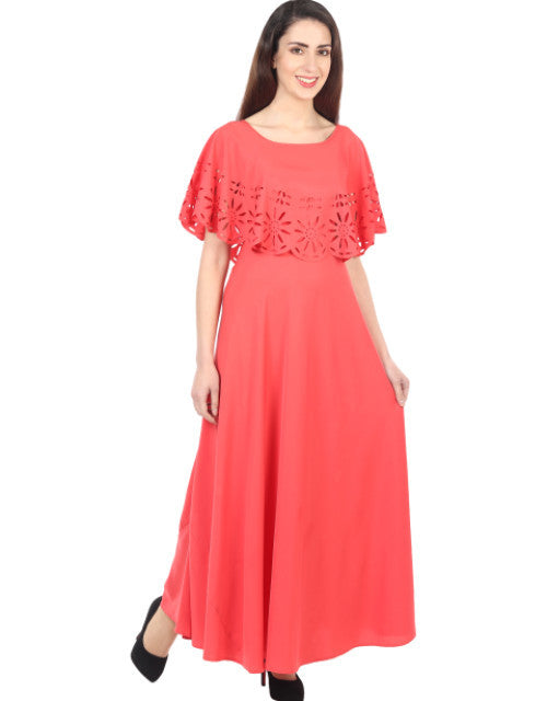 Women Solid Red Maxi Dress